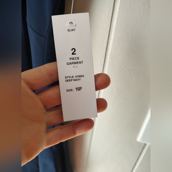 S L Fashions Navy Blue Chiffon Tiered Sequined Dress With Jacket. Size 16 - Picture 10 of 14